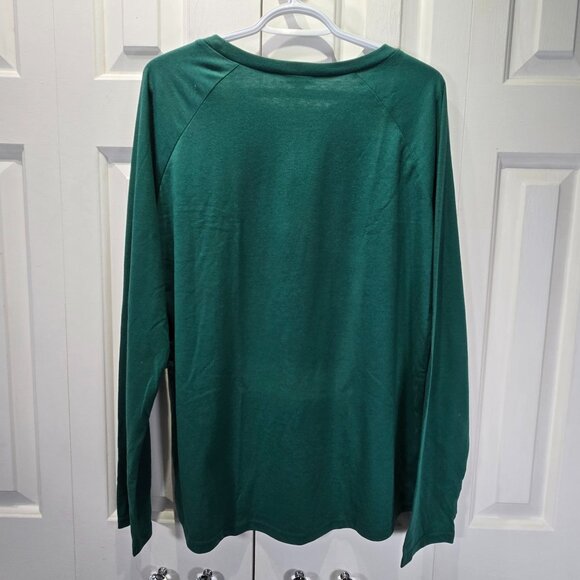 NWT Green & Gold Lucky Four Leaf Clover Long Sleeve Top – Size Large - Picture 2 of 5